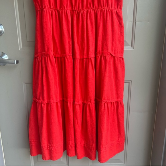 Cynthia Rowley Red Tiered Linen Midi Dress - Picture 3 of 8